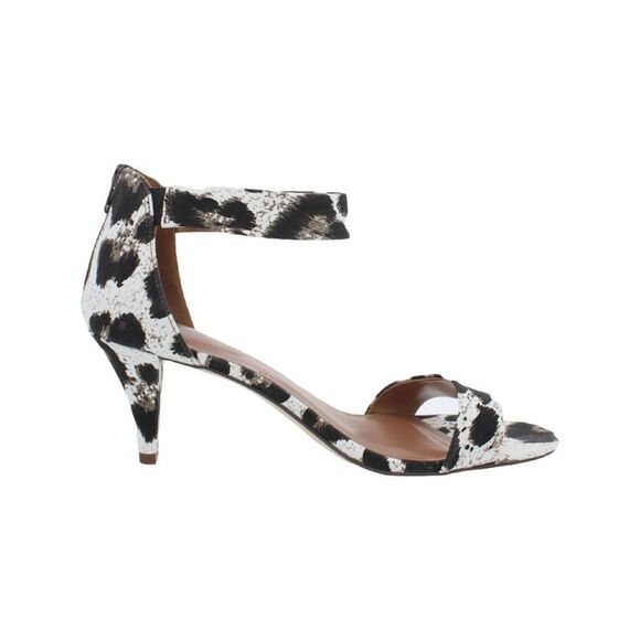 STYLE & COMPANY Womens Black Leopard Canvas Two Piece Paycee Sandals Shoes 5.5 M - Picture 2 of 3